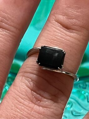 Vintage Joseph Esposito Sterling Silver 925 Black Onyx Emerald Cut Size 5.5